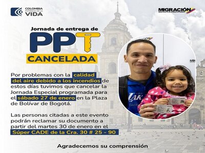 Cancelada la Jornada de entrega de PPT en Bogotá